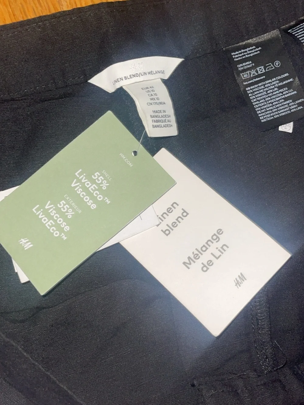 Black Wide Leg Linen Blend Pants